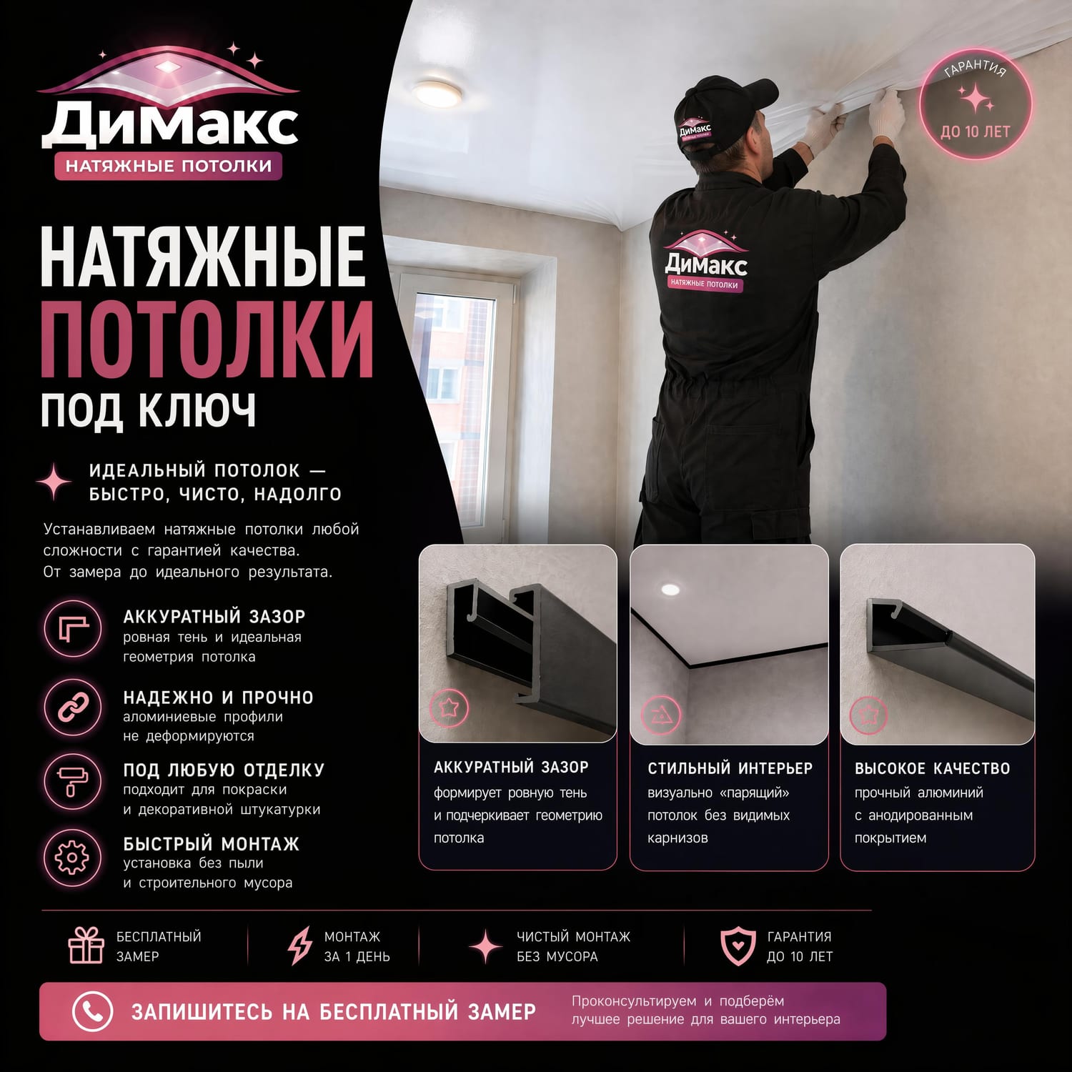 Натяжные потолки под ключ — подробная схема