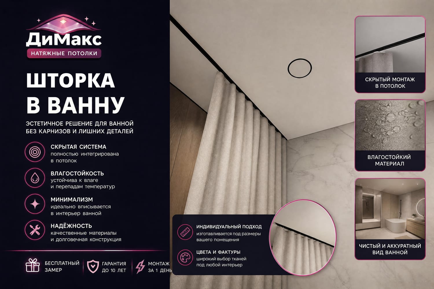Шторка в ванну — подробная схема
